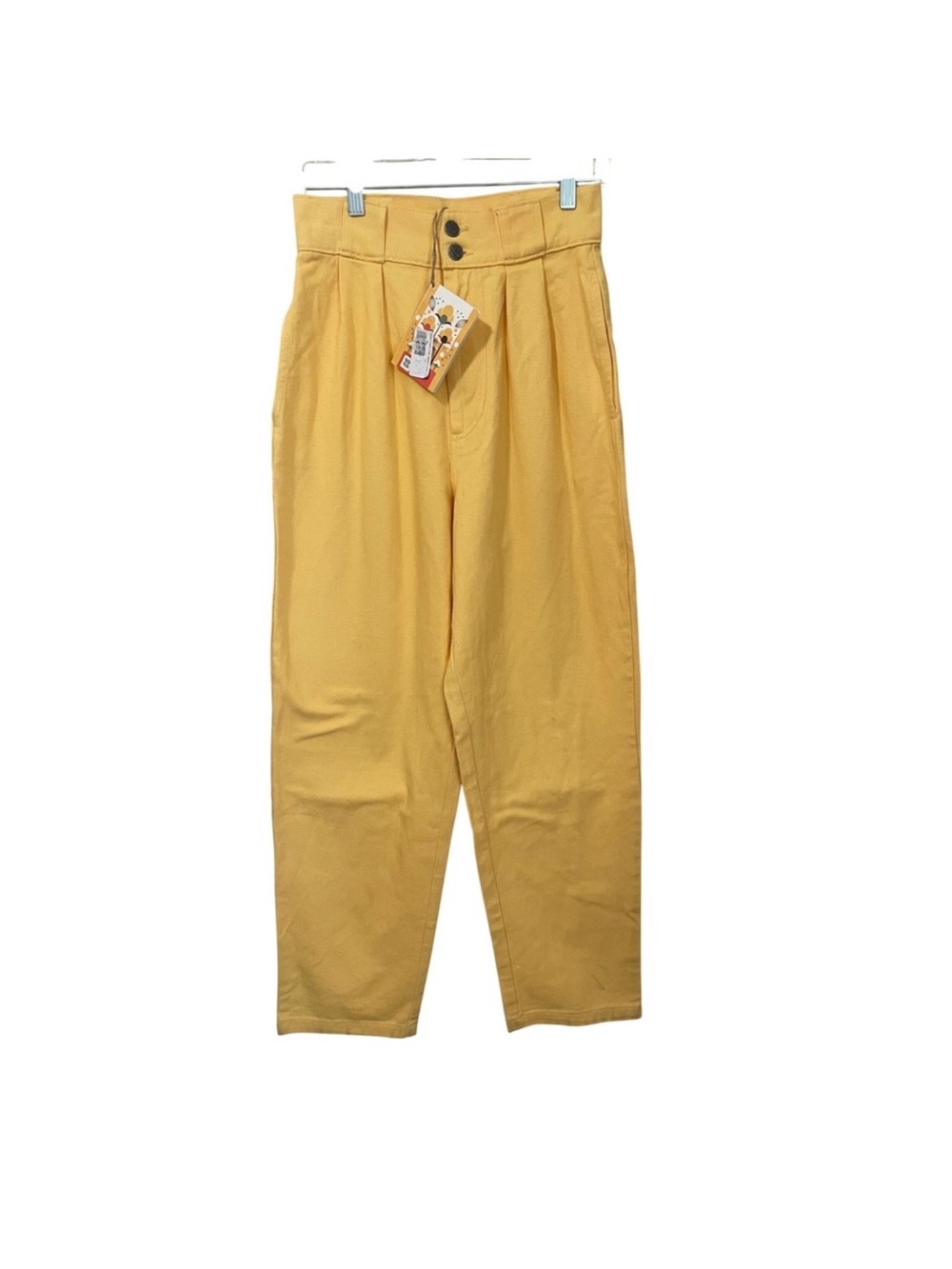 Lucy & Yak Addison Organic Cotton Trousers Lemon Drop Yellow High Waist 28/R